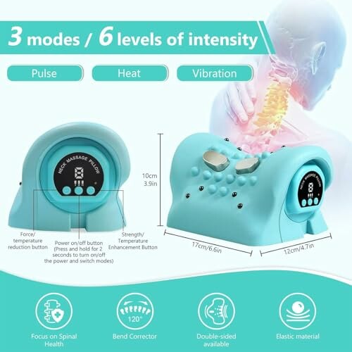 Elektrisches Nackenmassagegerät mit drei Modi und sechs Intensitätsstufen.